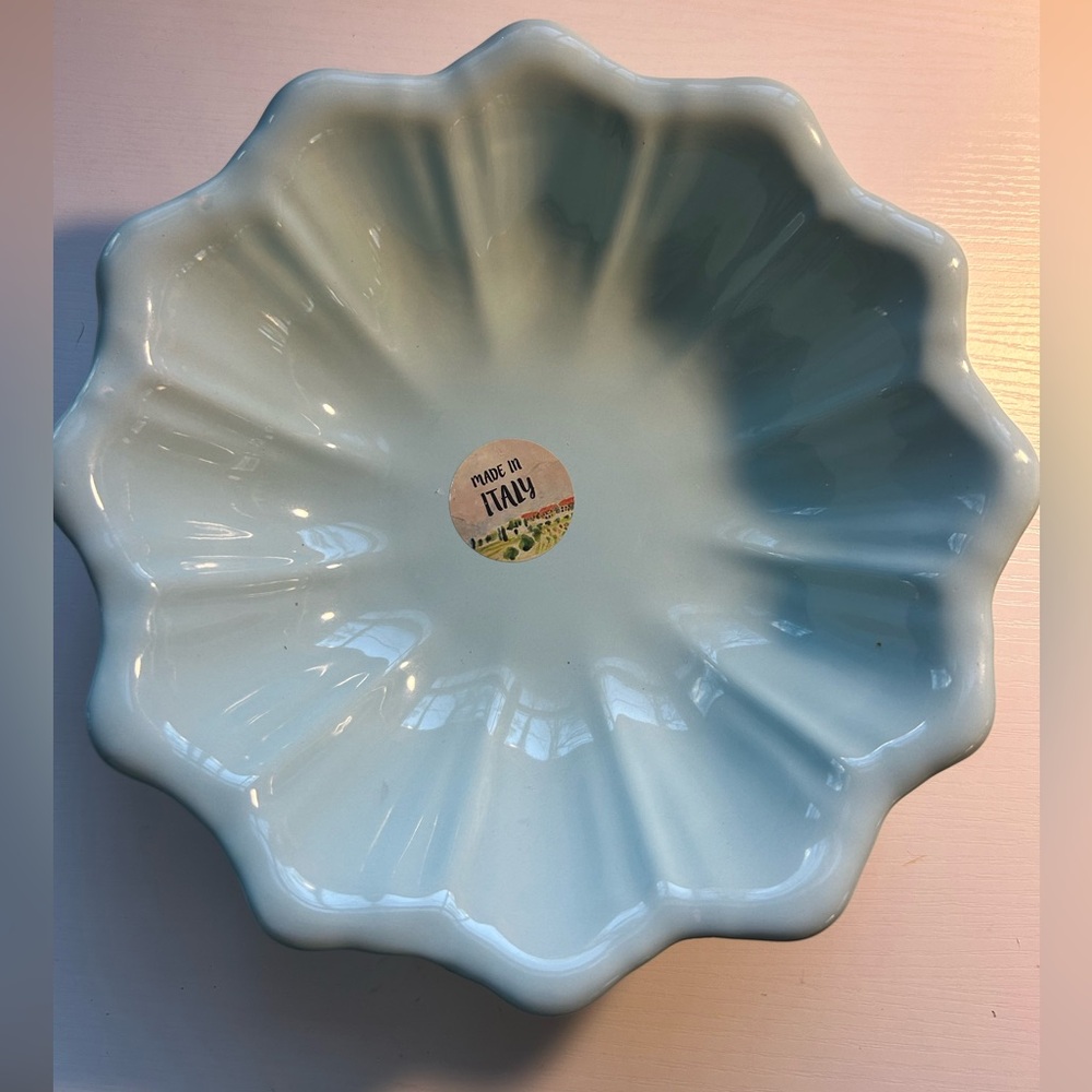 Maioliche Jessica Blue‎ Ceramic Serving Bowl 10” Scalloped Italy Vintage NWT